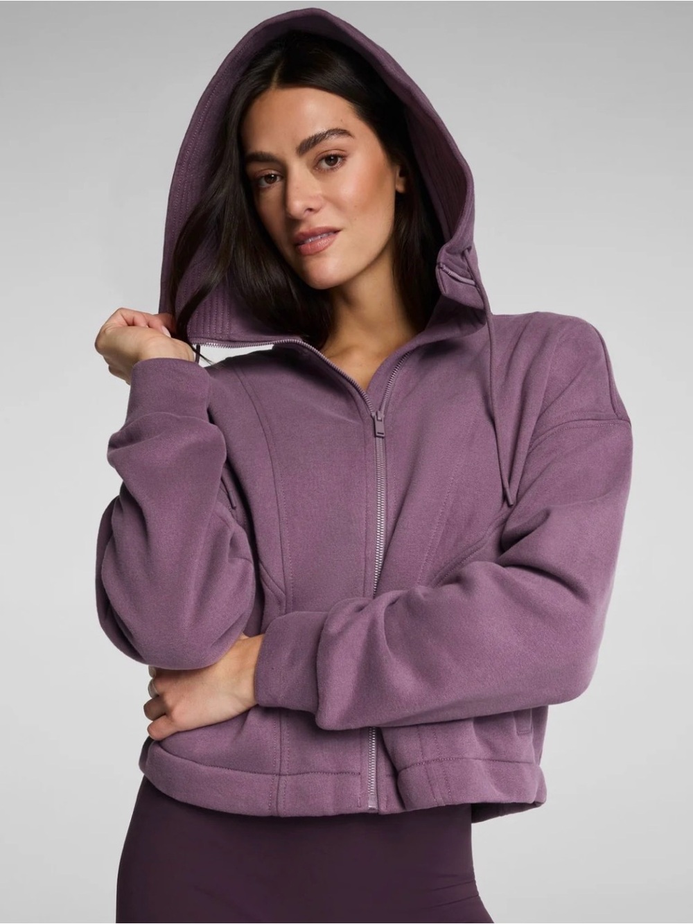 SPANX BOOSTUP COTTON FLEECE FULL ZIP HOODIE